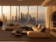 WUnderschönes stilvolles Apartement mit tollem blick über die Skyline von Dubai. Hier möchte man ungeachtet der Kosten in Dubai Leben.