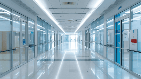 Krankenversicherung Dubai Krankenversicherung Dubai. Ein langer steril Gang eines Krankenhauses